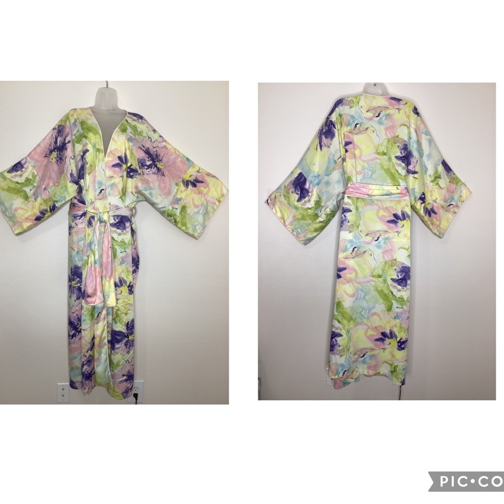 Vintage Natori Kimono Robe Watercolor L/XL